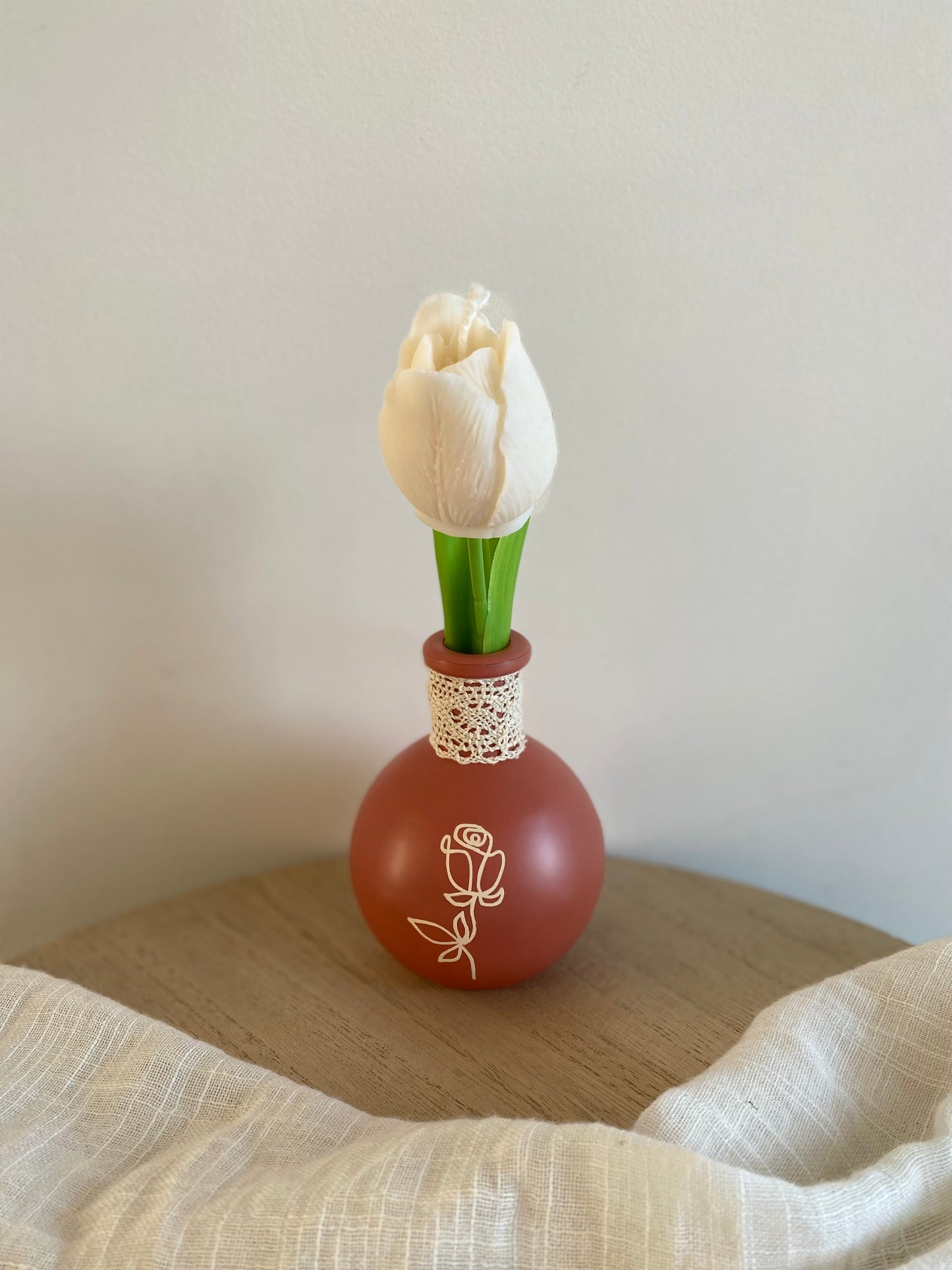 Vase Camille avec sa fleur-bougie parfumée