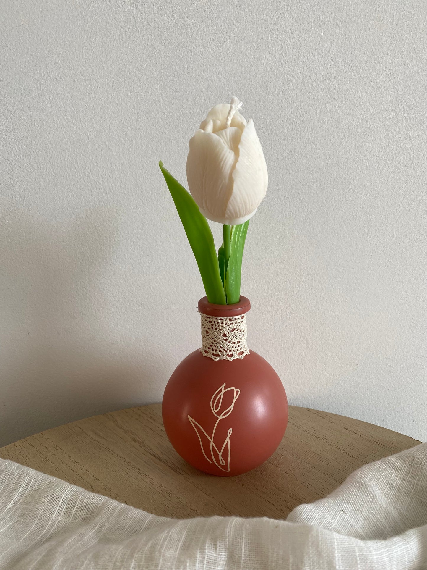 Vase Camille avec sa fleur-bougie parfumée