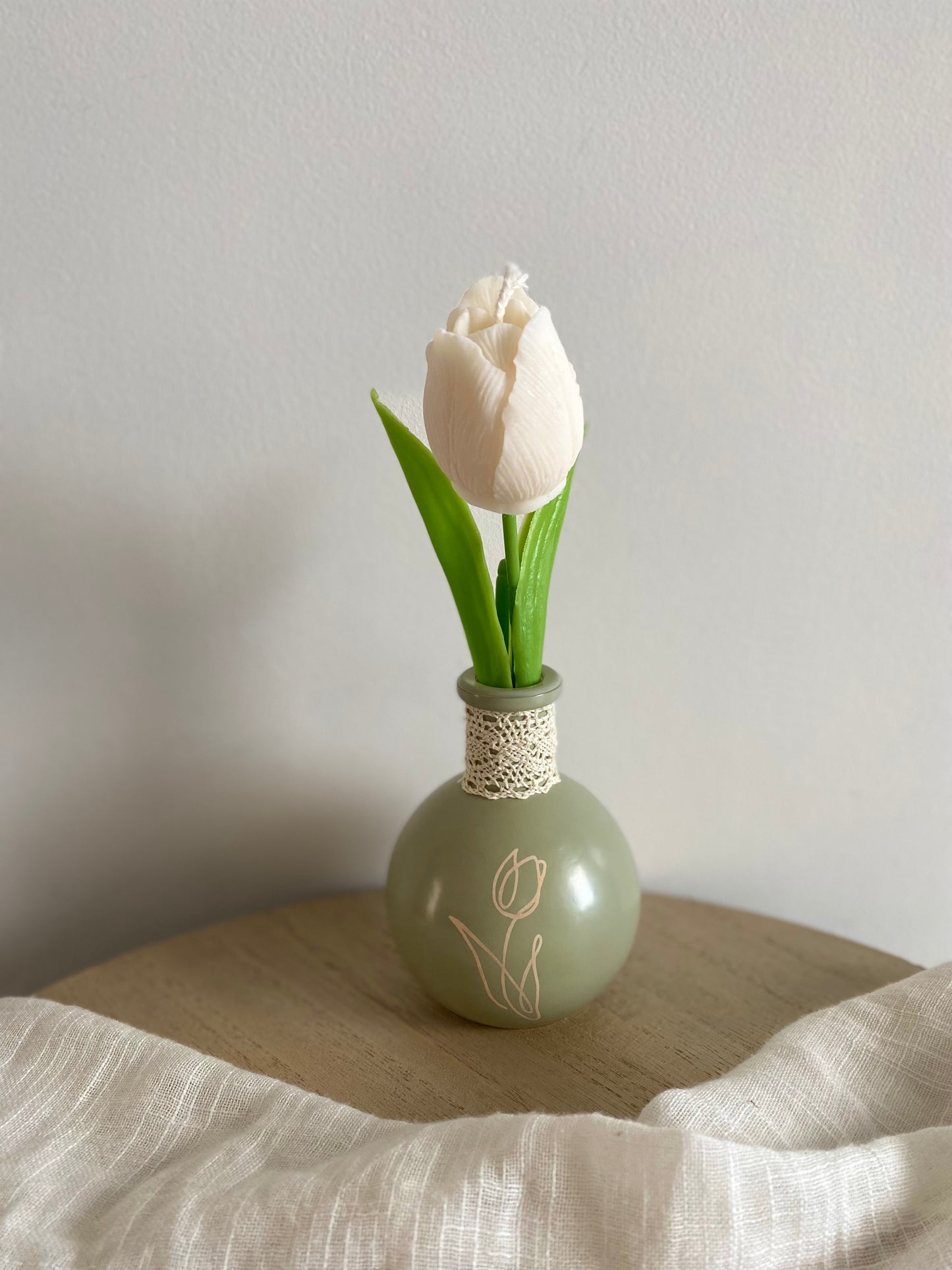 Vase Camille avec sa fleur-bougie parfumée