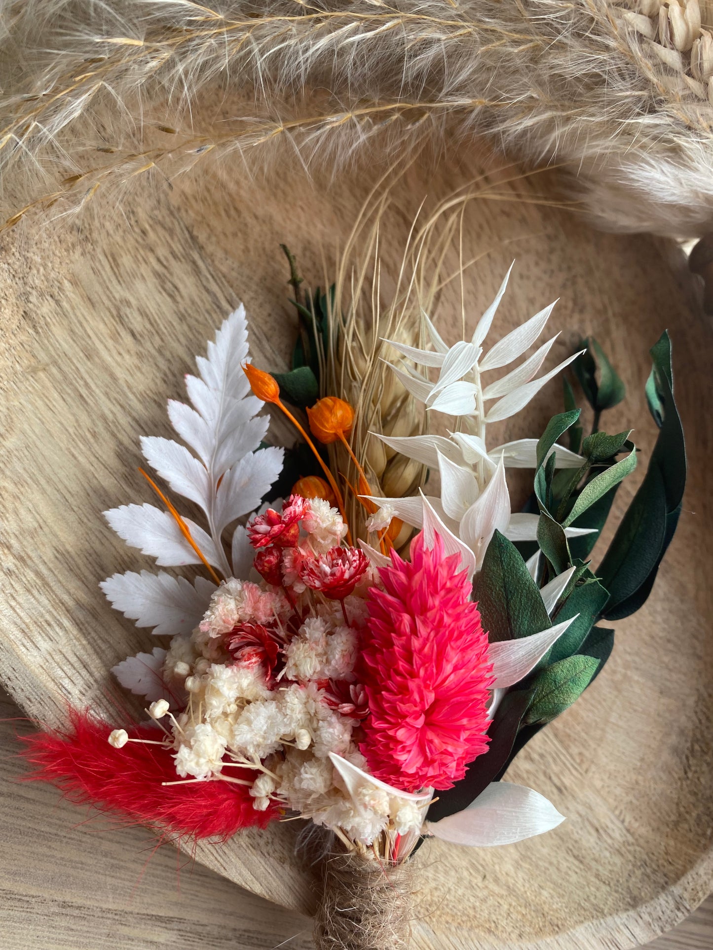 Bouquet de fleurs séchées - Rose fuchsia