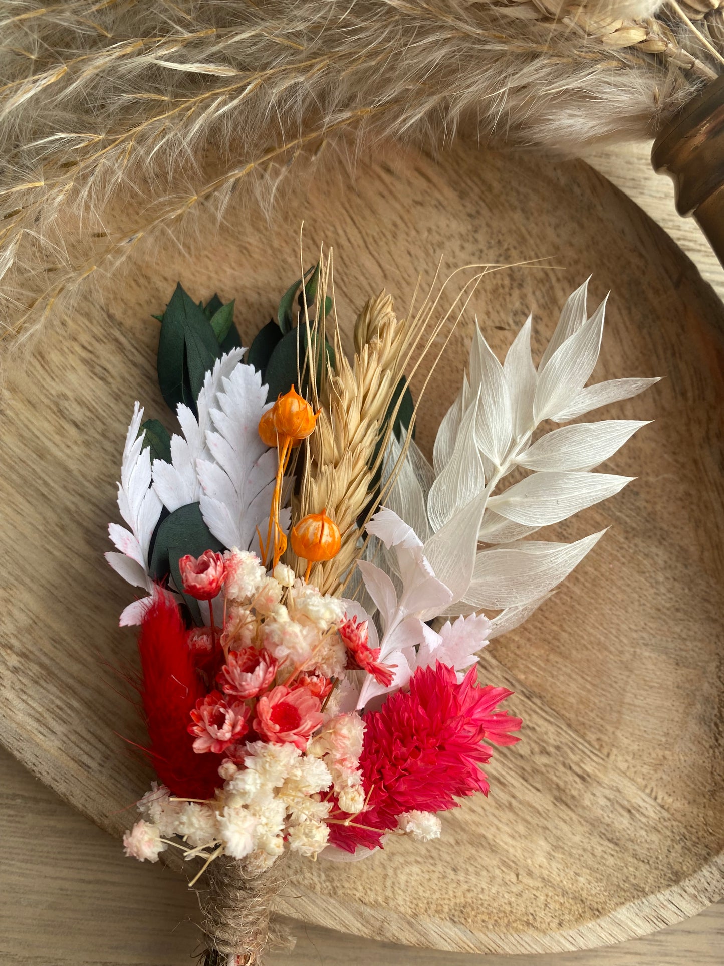 Bouquet de fleurs séchées - Rose fuchsia